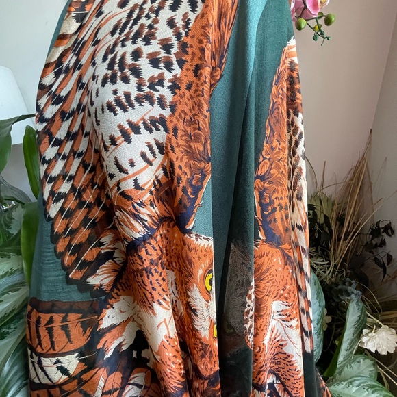 Valentino Owl Graphic Silk Shawl Scarf. - Picture 5 of 16
